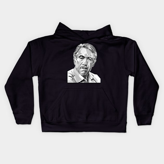 Anthony Quinn Portrait illustration in Grayscale Kids Hoodie by RJWLTG